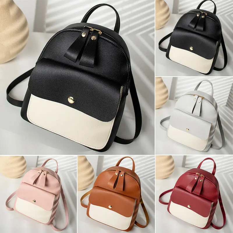 

ABKB Women Girls School Bag Pu Leather Backpack Mini Backpack Purse Travel HandbagPink