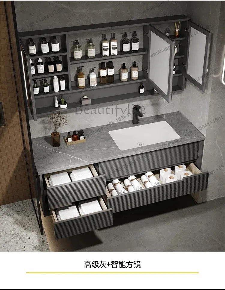 Luxury Organizer Shelf Bathroom Cabinet Lighting Black Hotel Toilet Bathroom Cabinet Vanity Salle De Bain Armoire Furniture