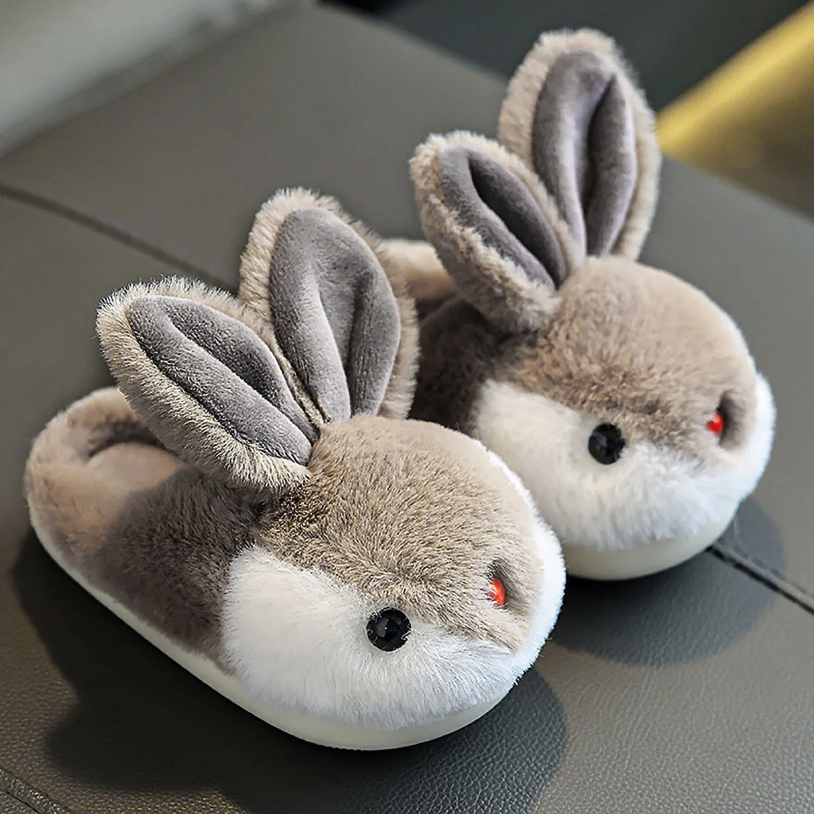 Winter Children\'s Cotton Slippers Warm Winter Non-slip Cartoon Cute Rabbit Boys And Girls Soft Sole Home Kids Plush Animals Slip