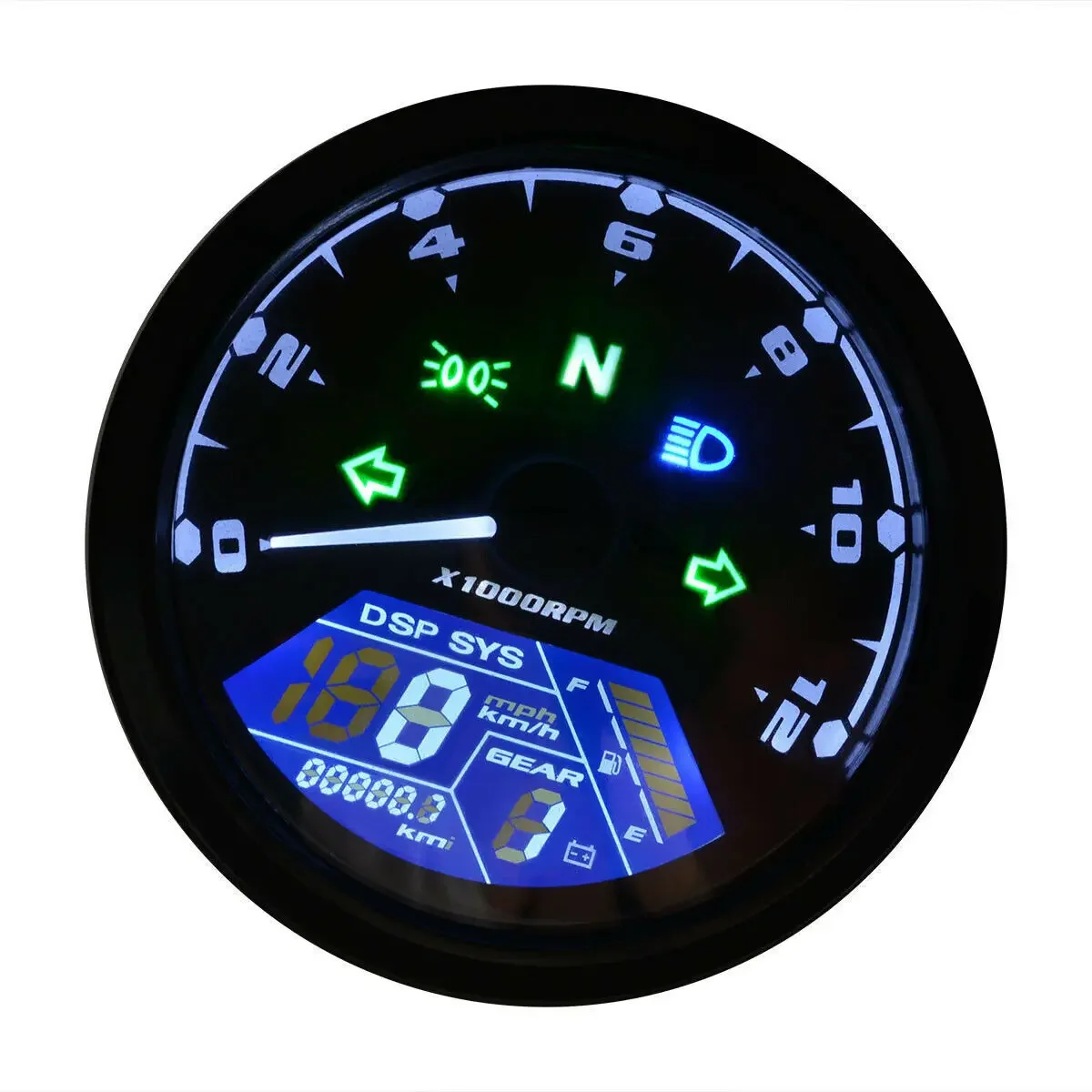 Universal 12000 RPM Motorcycle LCD Digital Display Speedometer Tachometer Odometer Gauge Cafe Racer Motor 8-18V