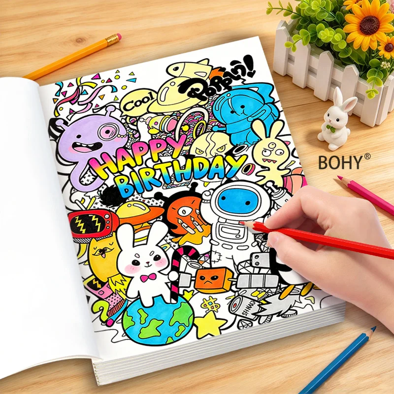 1 Adult Decompression Line Drawing and Coloring Drawing Book, Containing 22 Pages for Home and Leisure To Calm Down Relieve Life