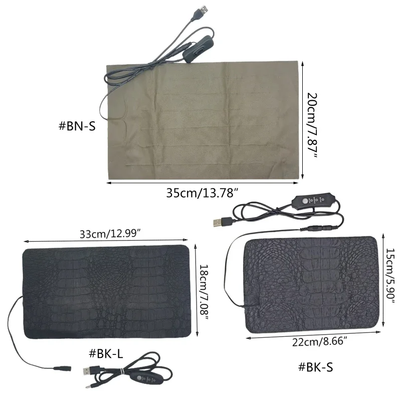 K5DC Leather Heating Mat Pad Electric Heated Carpet USB Power Supply Adjustable Temp