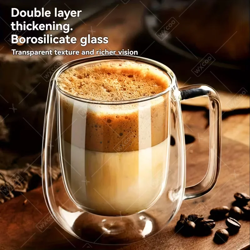 250ml/350ml Double Walled Glass Coffee Mugs Heat Resistant Wall Tea Glass Cup Beer Coffee Cold Beverage Transparent Drinking Cup