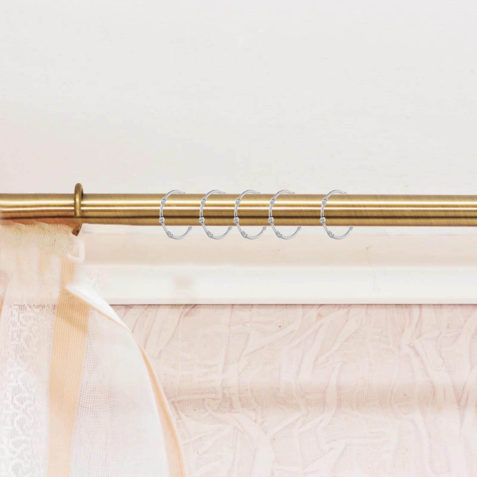 

12Pcs Hanging Shower Curtain Rings Metal Zinc Alloy Heavy Duty for Bathroom Shower Curtain Track Easy Install No Tools