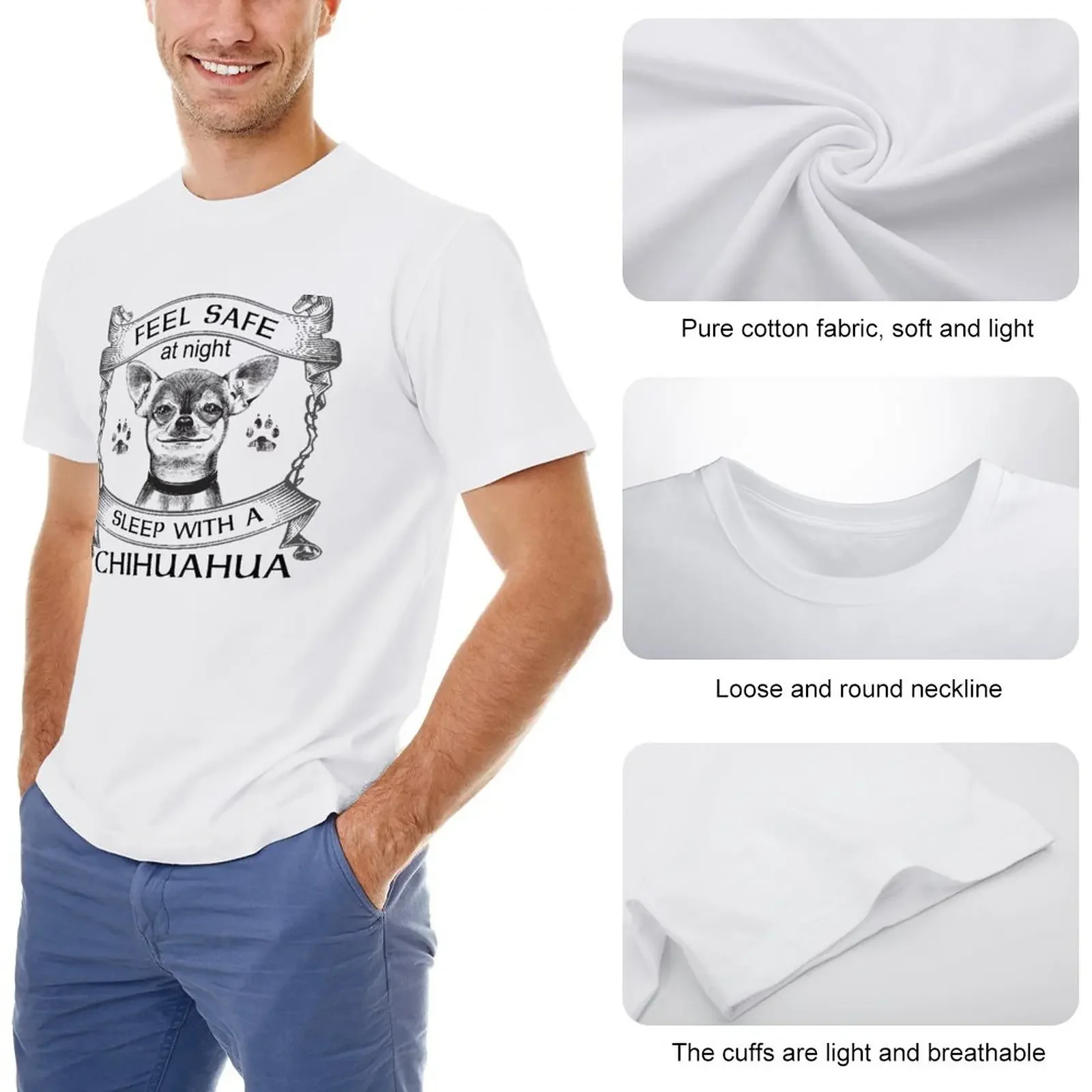 Feel safe at night sleep with a Chihuahua T-Shirt custom t shirt cat shirts men workout shirt