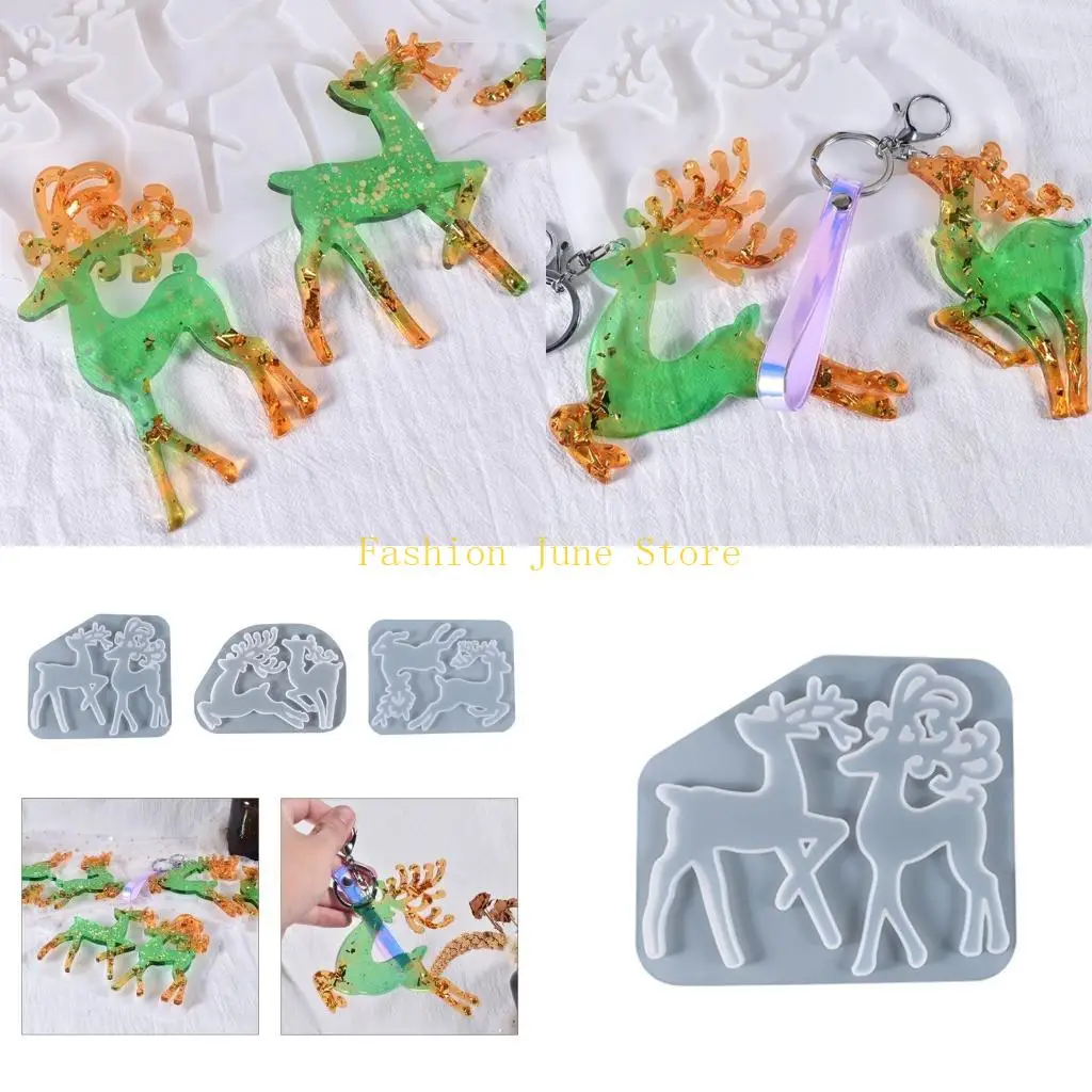 N5KA Christmas Resin Mold with Hanging Hole Decor for Keychain Jewelry Making Pendant