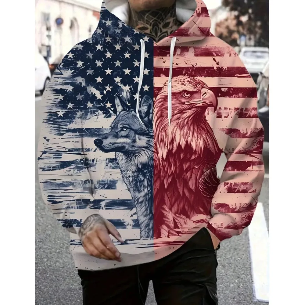 미국 국기 US 드림 엠블럼 후드티 남성 의류 3D 프린팅 미국 정신 후드티 여성 하라주쿠 패션 Y2K 풀오버 후드티 Y2K