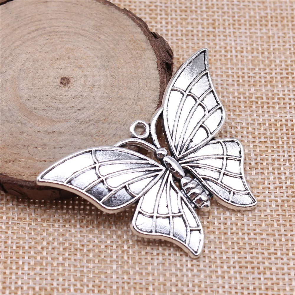 4pcs 54x37mm(2.13x1.46inch) Antique Silver Color Butterfly Charms Pendants DIY Jewelry Making Accessories