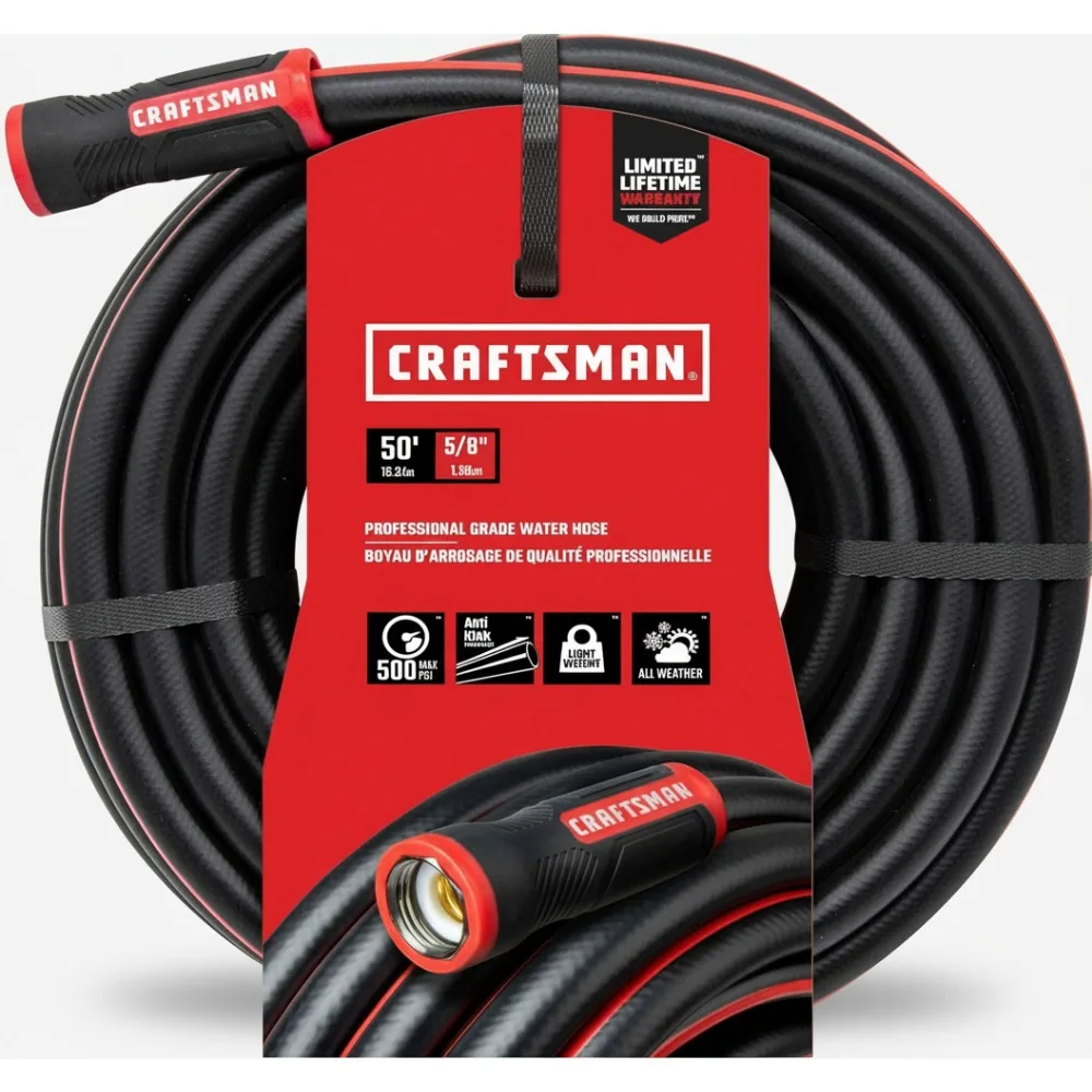 

Professional Heavy Duty Garden Hose 50ft Flexible All-Weather Water Hose for Homeowners & Gardeners