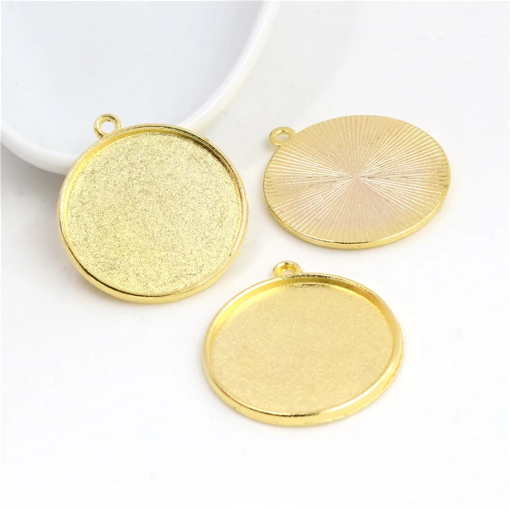 New Fashion 10pcs 25mm Inner Size Antique Silver Color Bronze Rose Gold Colors Simple Cabochon Base Setting Pendant