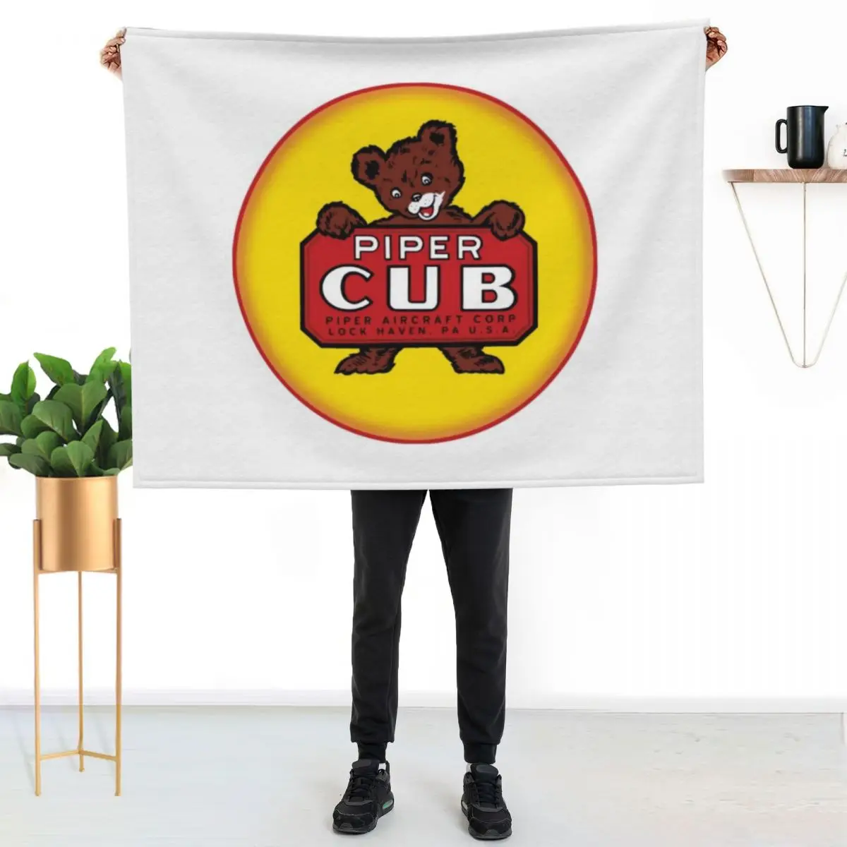 Piper Cub T-ShirtPiper Cub Aircraft Throw Blanket couch cozy soft plush fuzzy picnic outdoor blanket