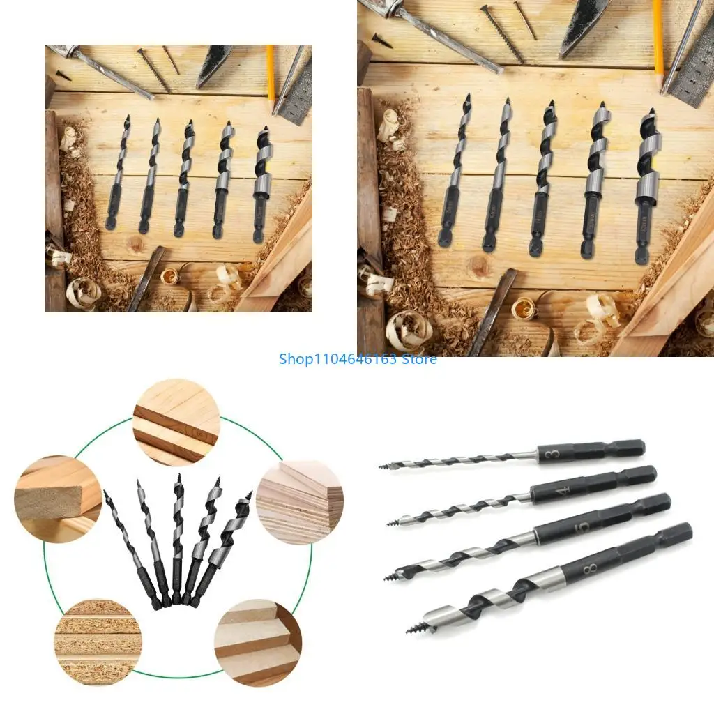 

Woodworking Drill Set With Stem 100mm Auger Bits 5 Size 5-12mm Auger Drill Bit
