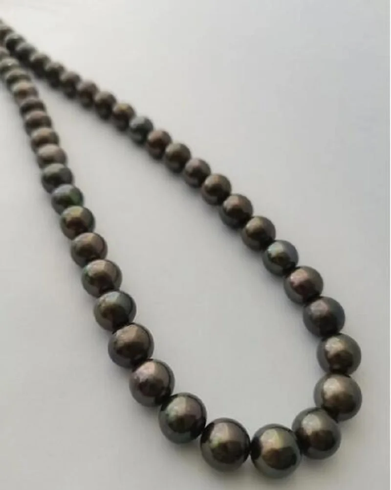 

New AAA10-11mm Genuine Natural Black south sea pearl necklace 14k gold fine jewelry Real Photo