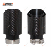 Universal Car Glossy Carbon Fiber Muffler Tip Exhaust System Pipe Mufflers Nozzle Straight Stainless Black