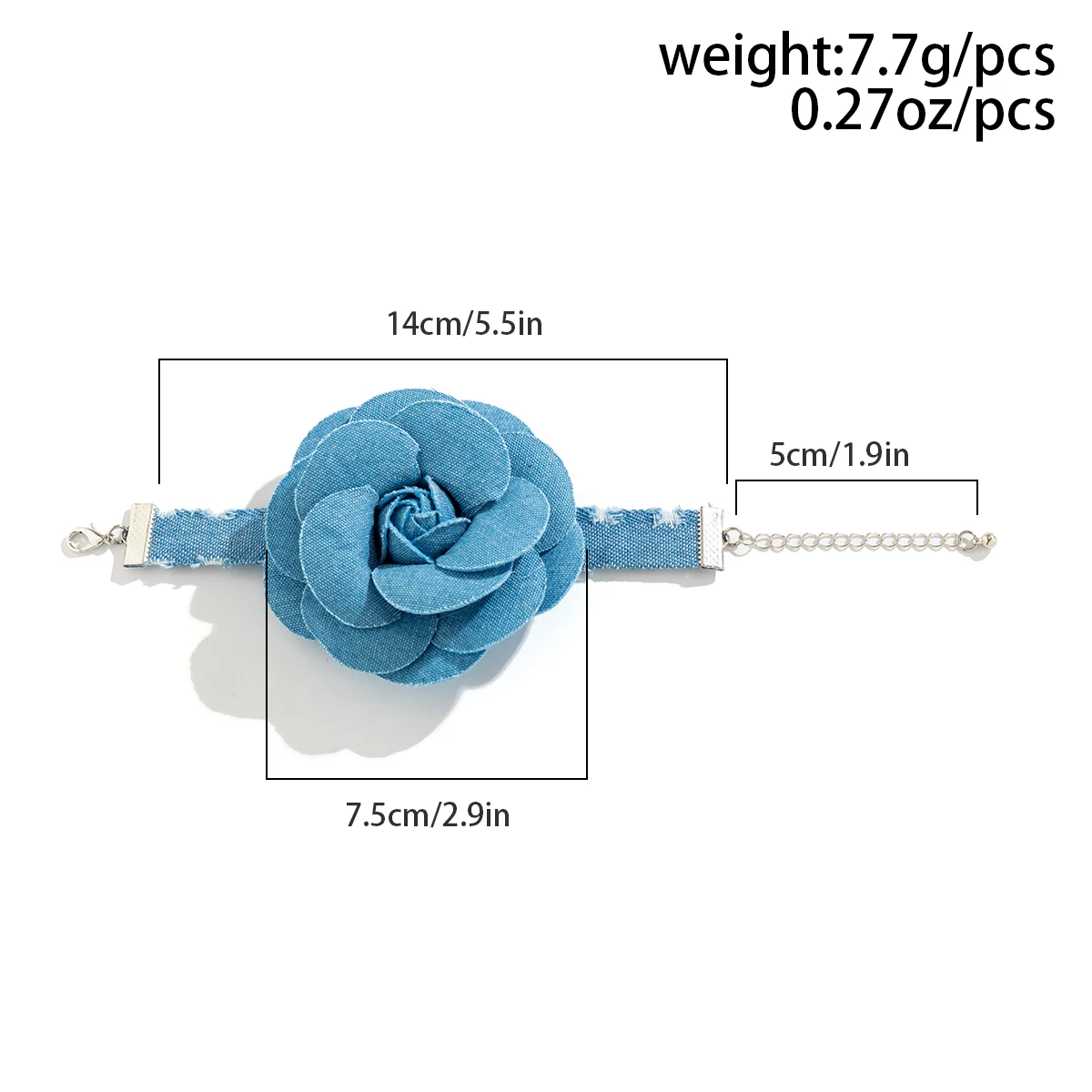 Elegant Blue Denim with Big Flower Bracelet for Women Trendy Making Old Cowboy Hand Chains 2023 Fashion Jewelry Accessories Gift image 6