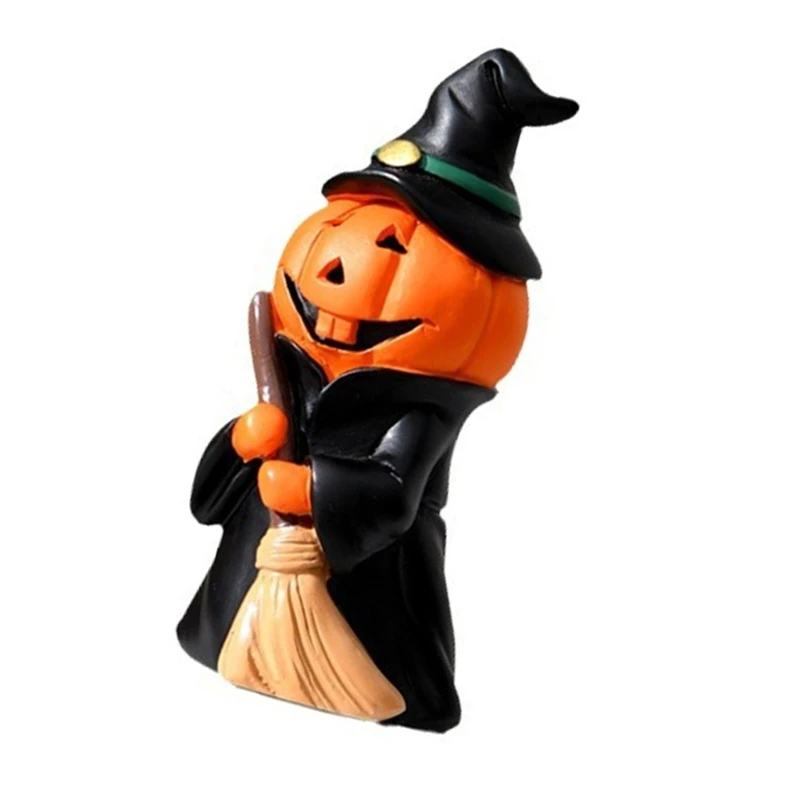 SZWA Pumpkin Resin Statue for Halloween Celebration and Decoration Desktop Adorment