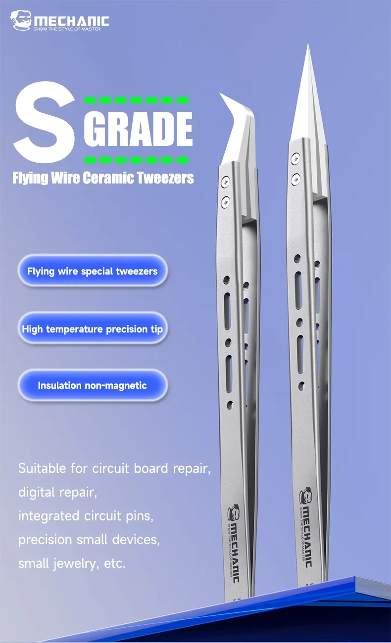 Mechanic SM-11 SM-17 S-grade Ceramic Tweezers For Flying Lines Non-magnetic Anti-adsorption For Precision Electronic Component