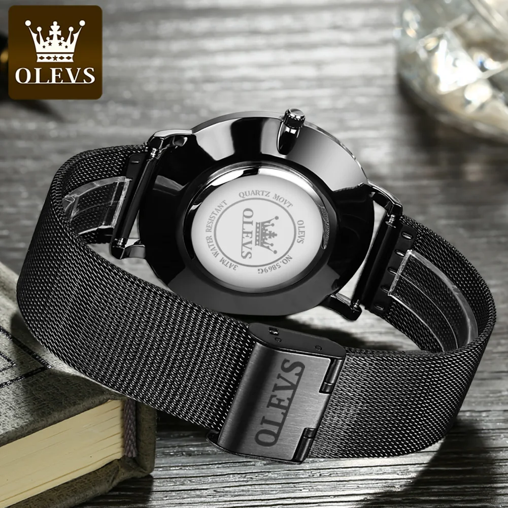 OLEVS 5869 Original Brand Fashion Men\'s Watch Simplicity Dial Trendy Quartz Watch Waterproof Date Milanese Mesh Belt  Wristwatch