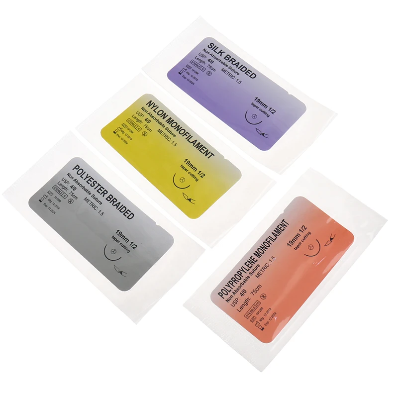 12Pcs Nylon Monofilament Silk Braided Needle Suture Thread Suture Practice Kit