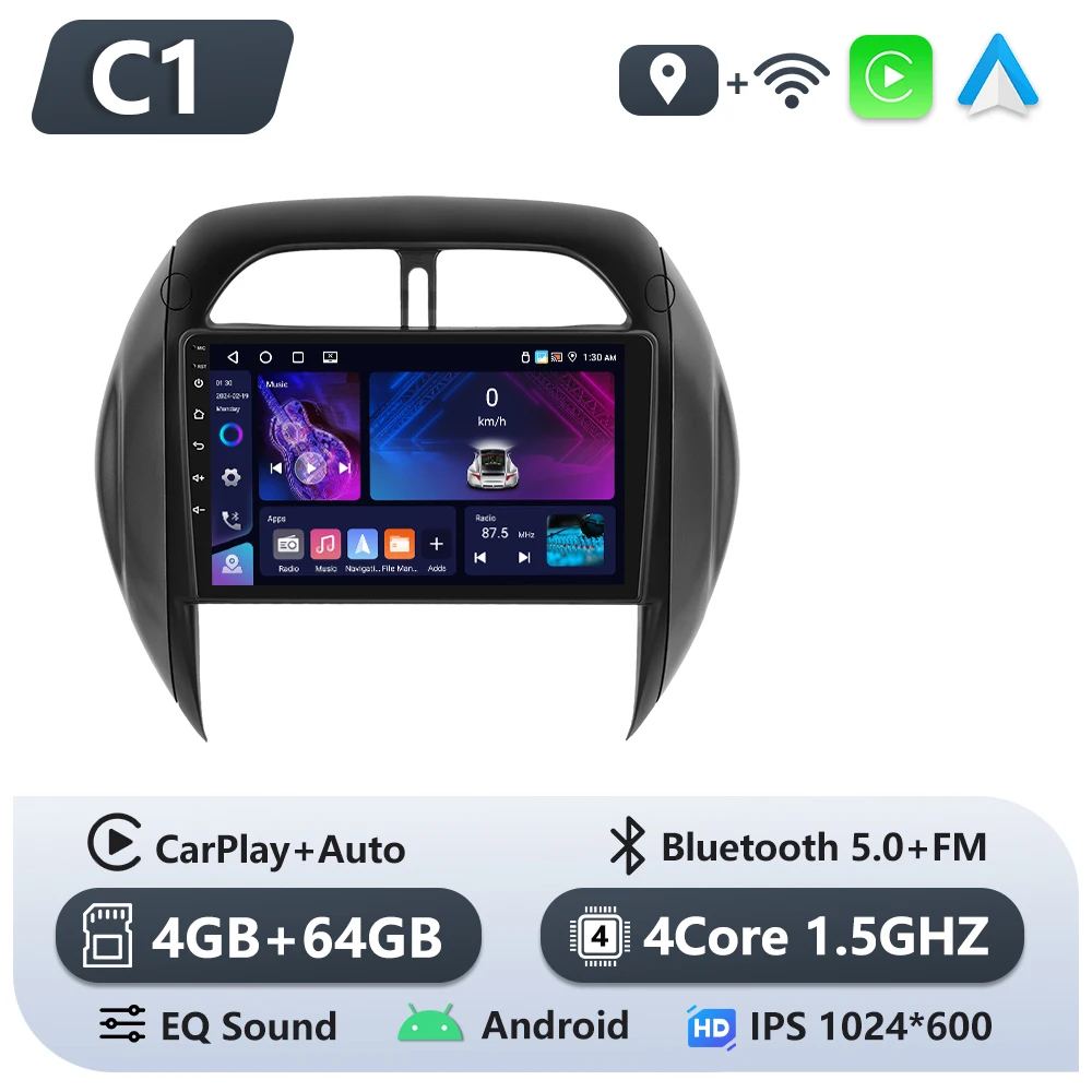 Podofo 6 + 128G Draadloze CarPlay Android Auto Radio voor Toyota RAV4 2003-2005 (LHD) Auto Multimedia Speler GPS WIFI 2 Din Autoradio
