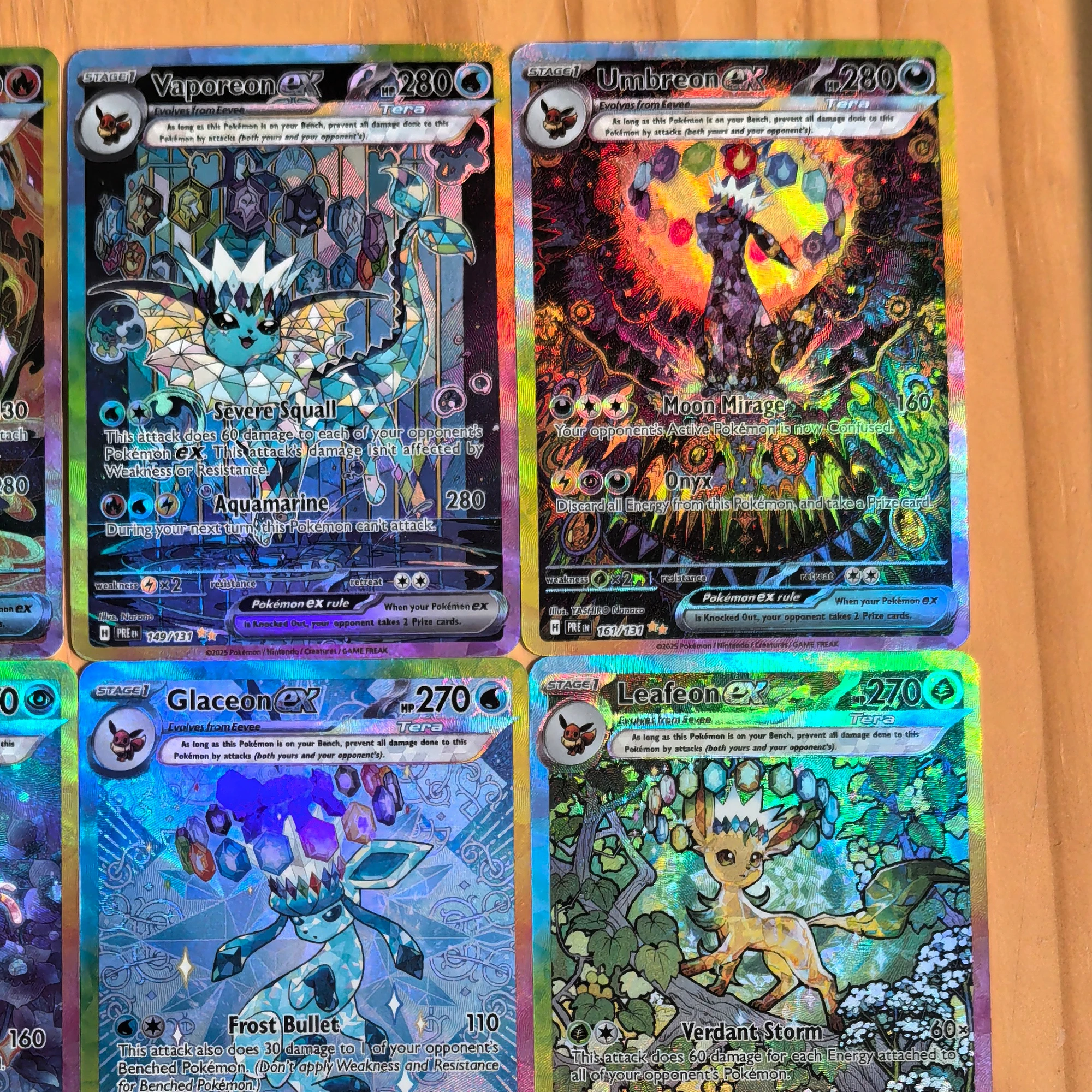 9Pcs/set Ptcg Sv8A Eevee Espeon Ex Collection Card Refraction Color Flash Eeveelution Umbreon Leafeon Classic Anime Card Gift