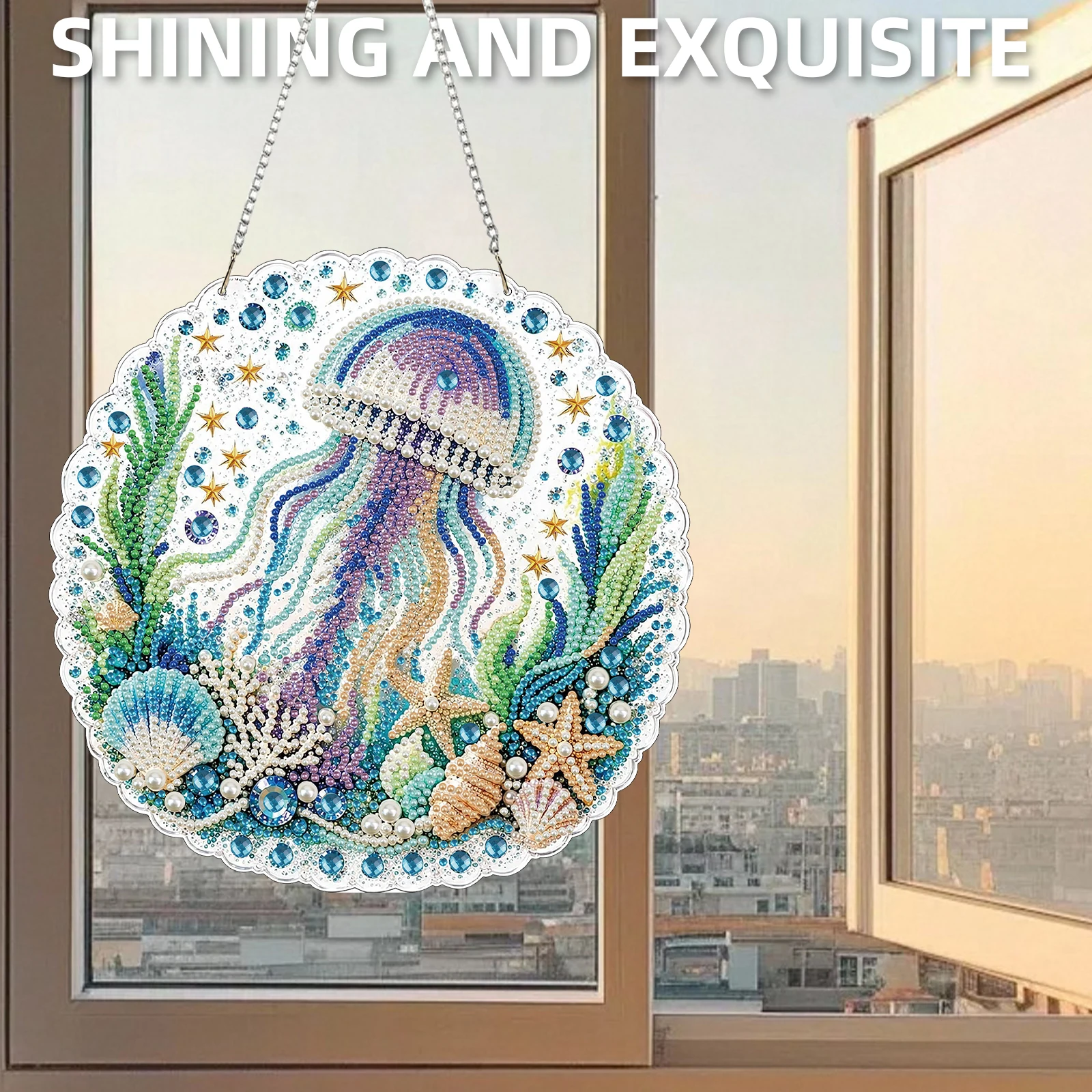 Diamond Painting Pendant DIY Kit 25x25cm Double Sided Print Rhinestone Decor Hanging Ornament