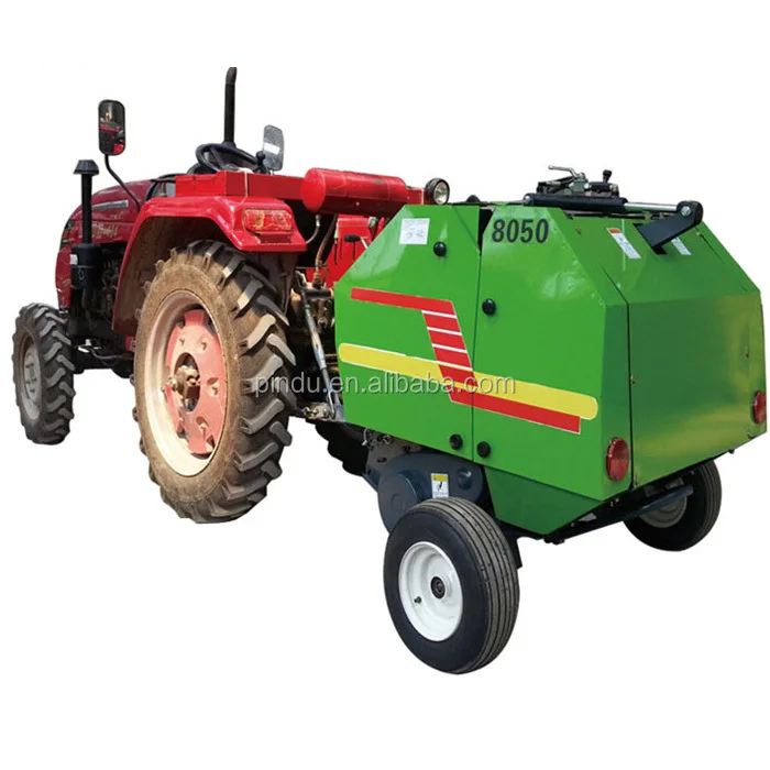 mini rice wheat stalk hay roll round baler walking tractor/rice straw baling machine for wet and dry grass