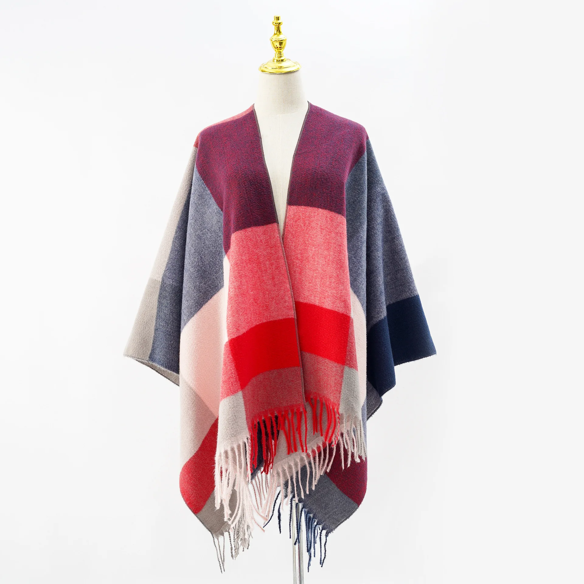 A lady\'s shawl tassels multi-colored warm, cold autumn and Winter Cape Cape