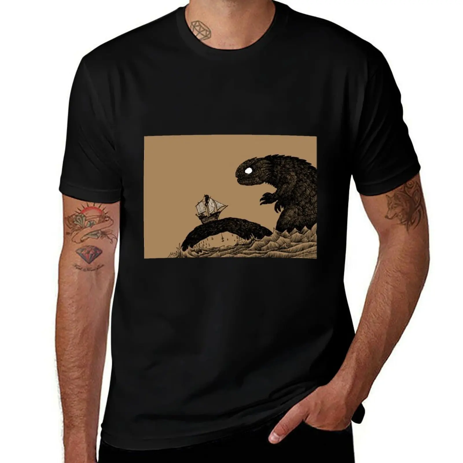 Leviathan & Ship Variant T-Shirt Casual Fashion Short Sleeve Cotton T-Shirt