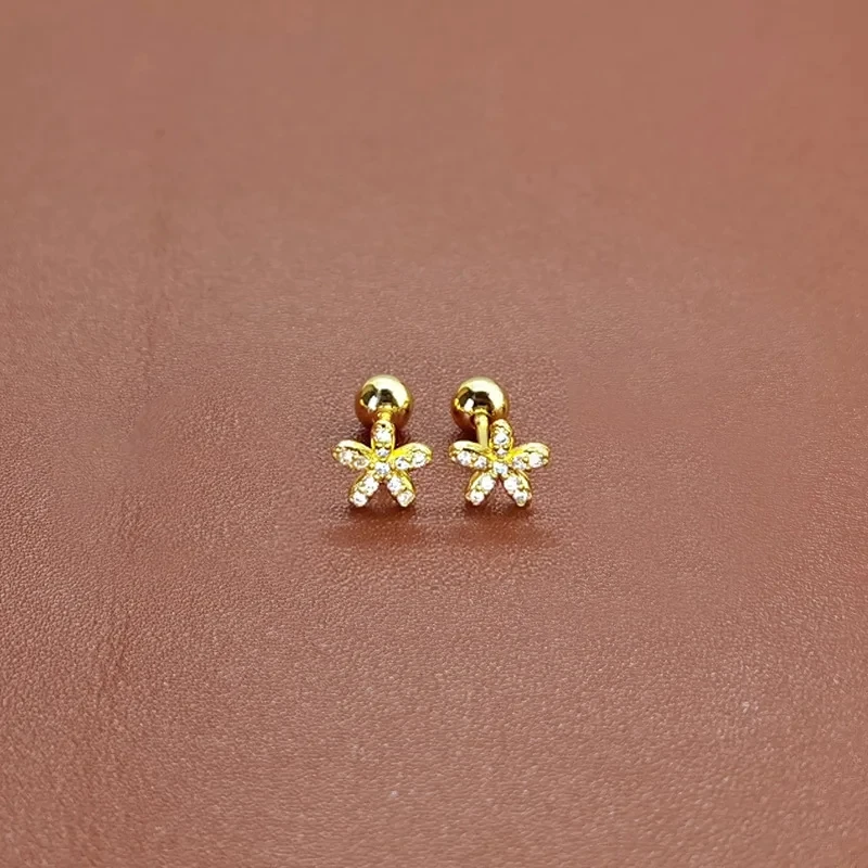 Exquisite Trendy Golden Crystal Zircon Butterfly Tragus Stud Earrings for Women Romantic Wedding Party Jewelry Gift