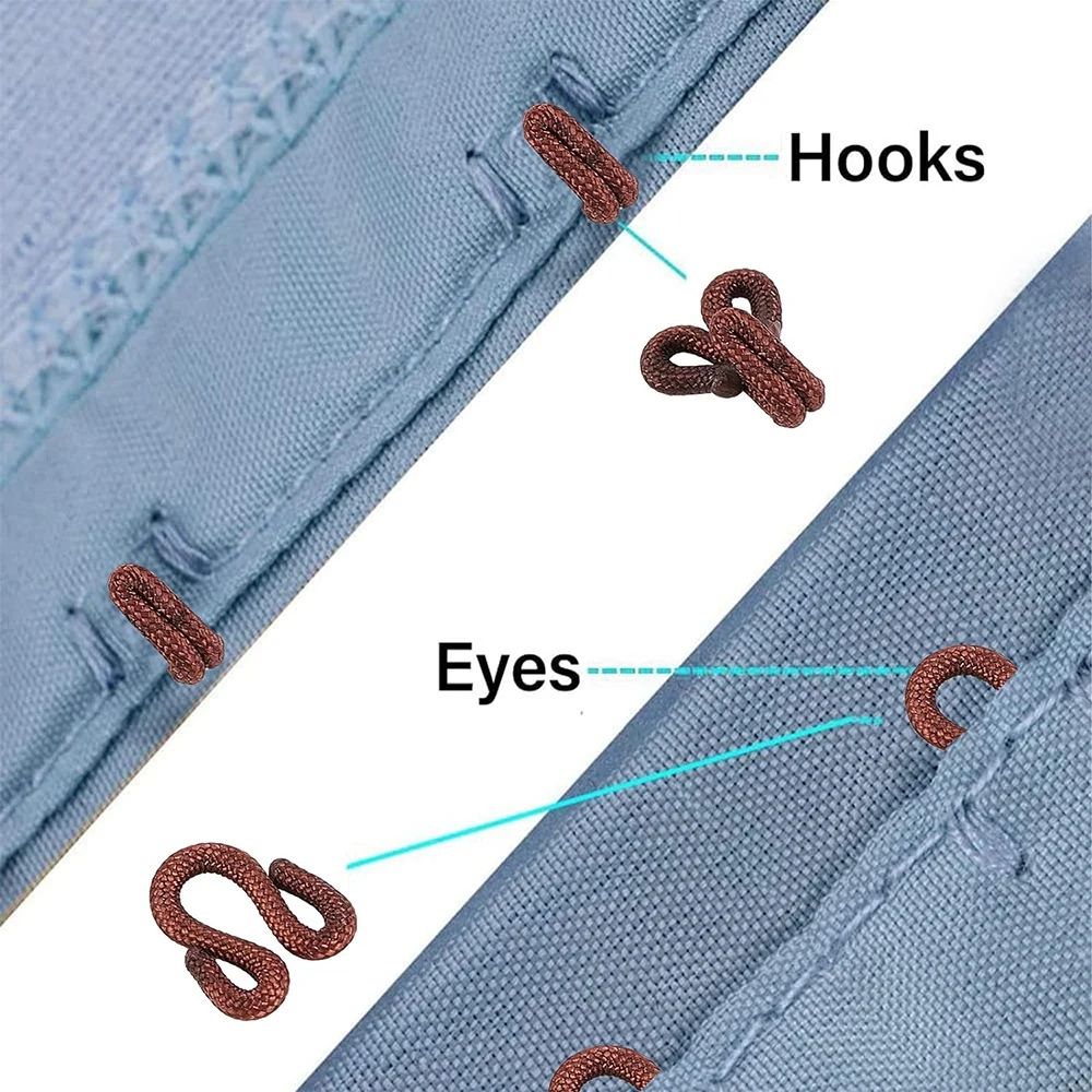 30PCS 3 Sizes Large Covered Sewing Hooks and Eye Closure Hook Eye Latch Clothing Hooks Replacement for Fabric Coat Dress