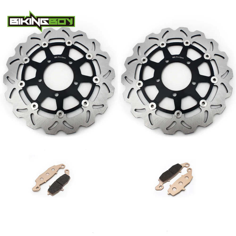 BIKINGBOY Front Brake Discs Disks Rotors + Pads For Kawasaki ER-6F ER-6N Ninja 650R 06 07 08 09 10 11 12 13 14 15 16 EX650 ER650