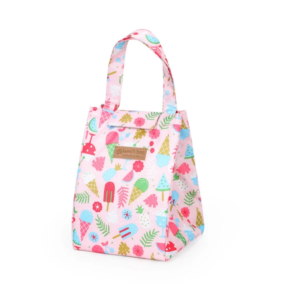 Multifunctional Insulated Thermal Lunch Bag Printed Foil Lining Picnic Bag Large Capacity Waterproof Handbag Student