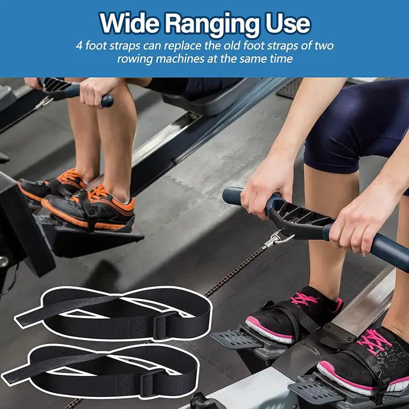 2 Stück Sicherheits-Schnallen-Fußgurte für Rudergeräte, Verstellbar, Langlebiges Nylon, Rutschfest, für Fitnesstraining und Rudergeräte – Detail 7