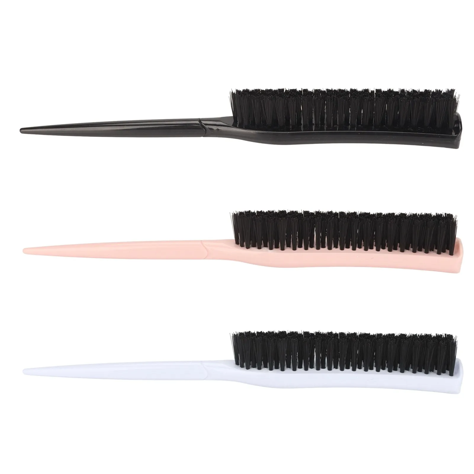 Hair Teasing Brush 3 Row Nylon Add Volume Ergonomic Portable Hair Styling Rat Tail Brush for Salon Hair Grooming Brushes