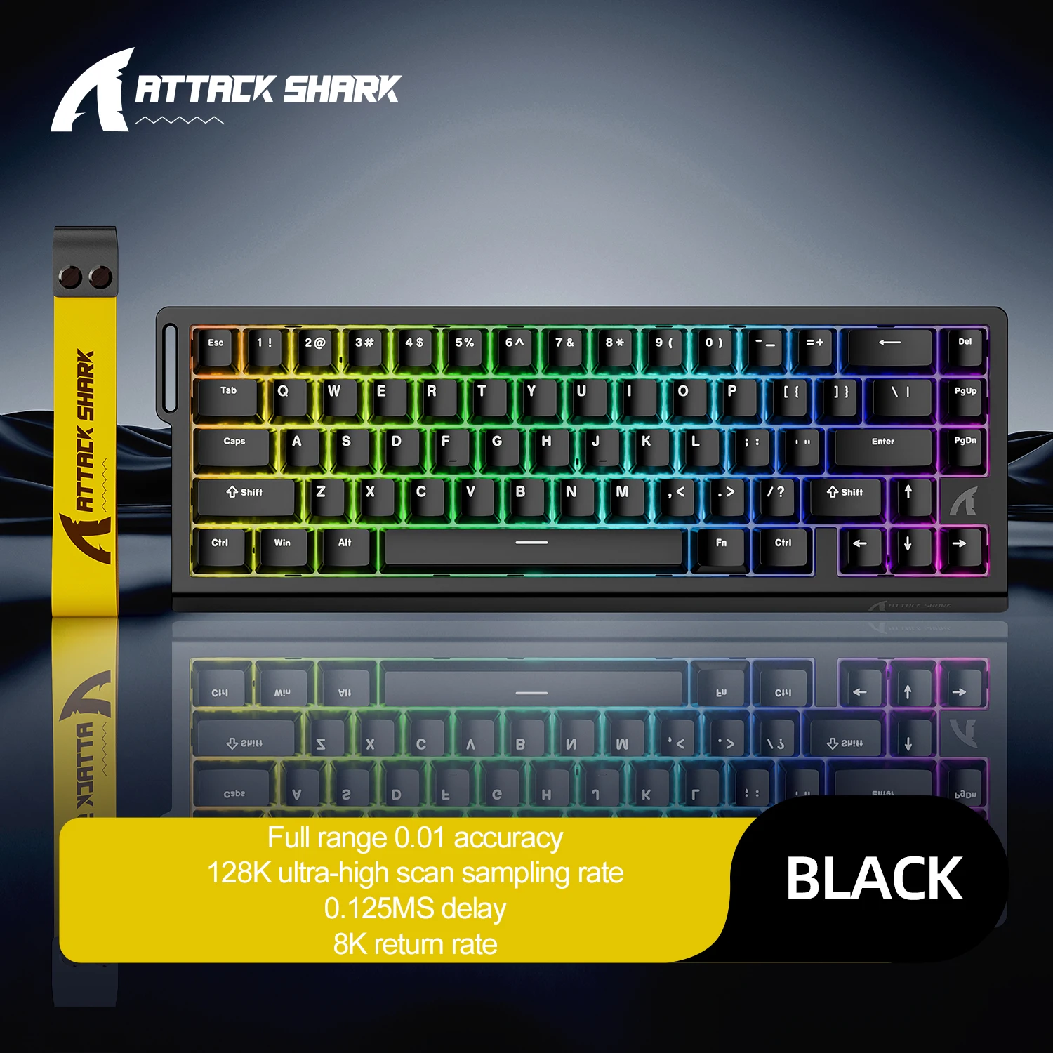 ATTACK SHARK X68 HE Rapid Trigger 8KHz magnetisch toetsenbord, 0,01 mm RT-nauwkeurigheid, 60% lay-out, RGB, ondersteuning RT/Snap Tap/DKS/MT/TGL