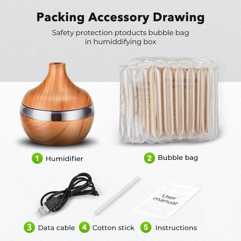 SaengQ الكهربائية ناشر رائحة الهواء المرطب الضروري رائحة فواحة عطور بالموجات فوق الصوتية الخشب الحبوب المرطب USB صانع ضباب صغير