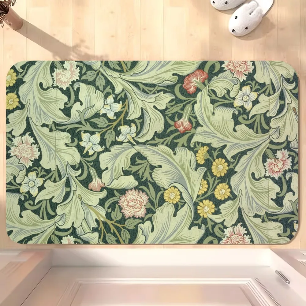 Art W-William Morris Luxury D Floor Mat Bedroom Kitchen Door Bath House Super Absorbent Foot Non-slip