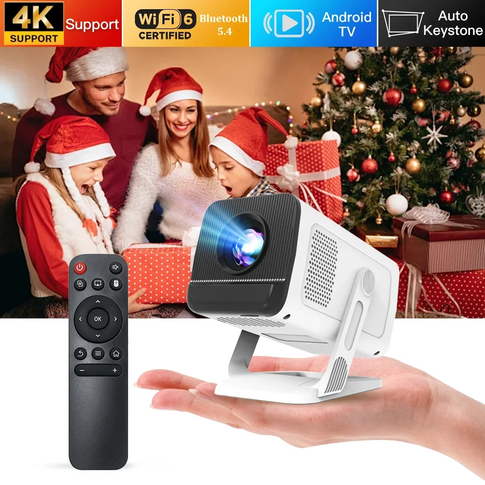 

LynCast 4K Smart Home Projector with Wifi6 BT5.4 Portable Projector Android 11.0 Auto Keystone 180° Flexible Beamer Home Theater