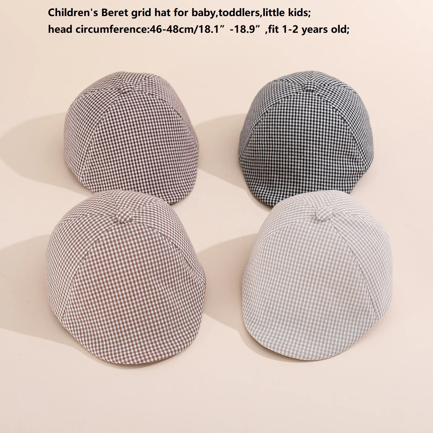 New Spring Autumn Children's Beret Baby Painter Hat for Boys and Girls Grid Kids Hat Outdoor Travel Toddler Warm Cap image 2