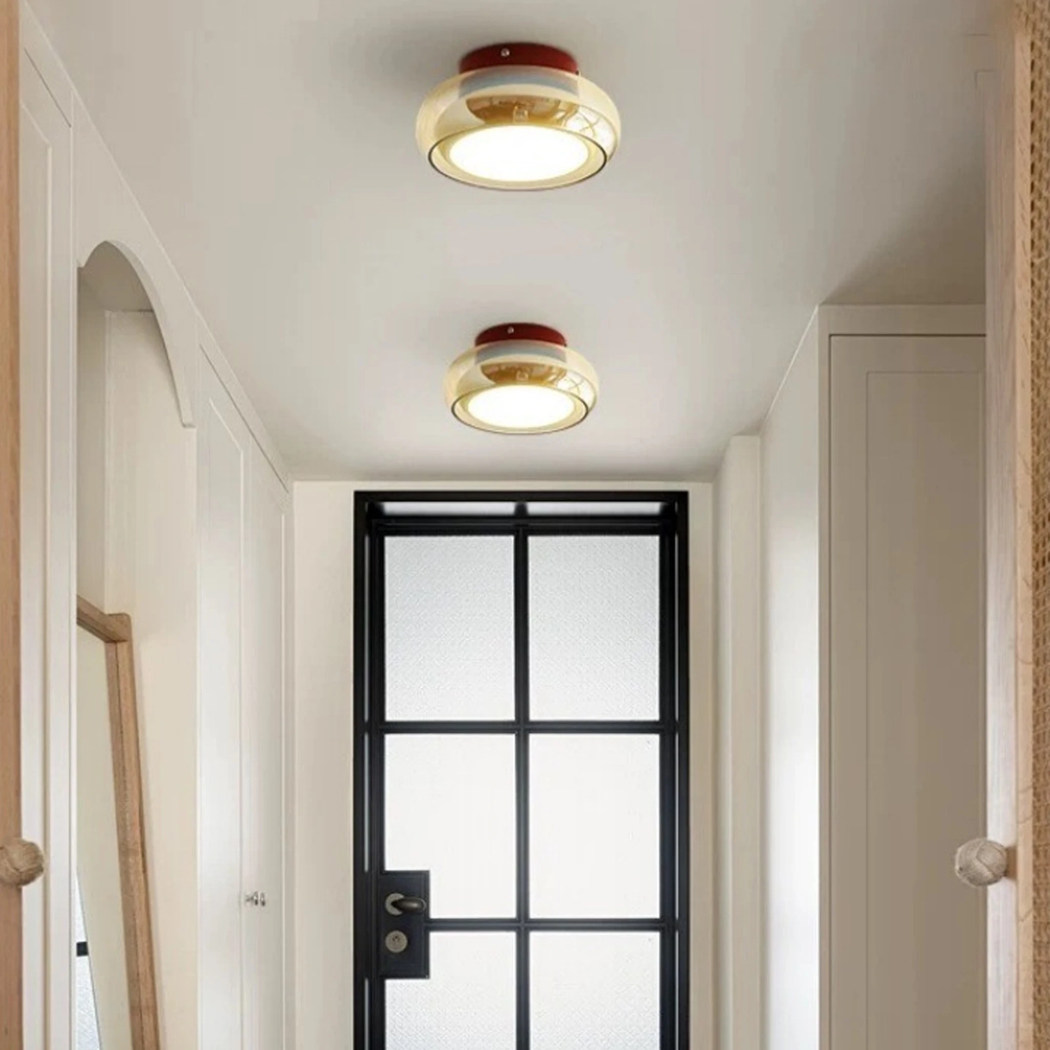 French Glass Ceiling Lamps Cream Style LED Ceiling Light Creative Hallway Entryway Bedroom Corridor Balcony Decorative Light