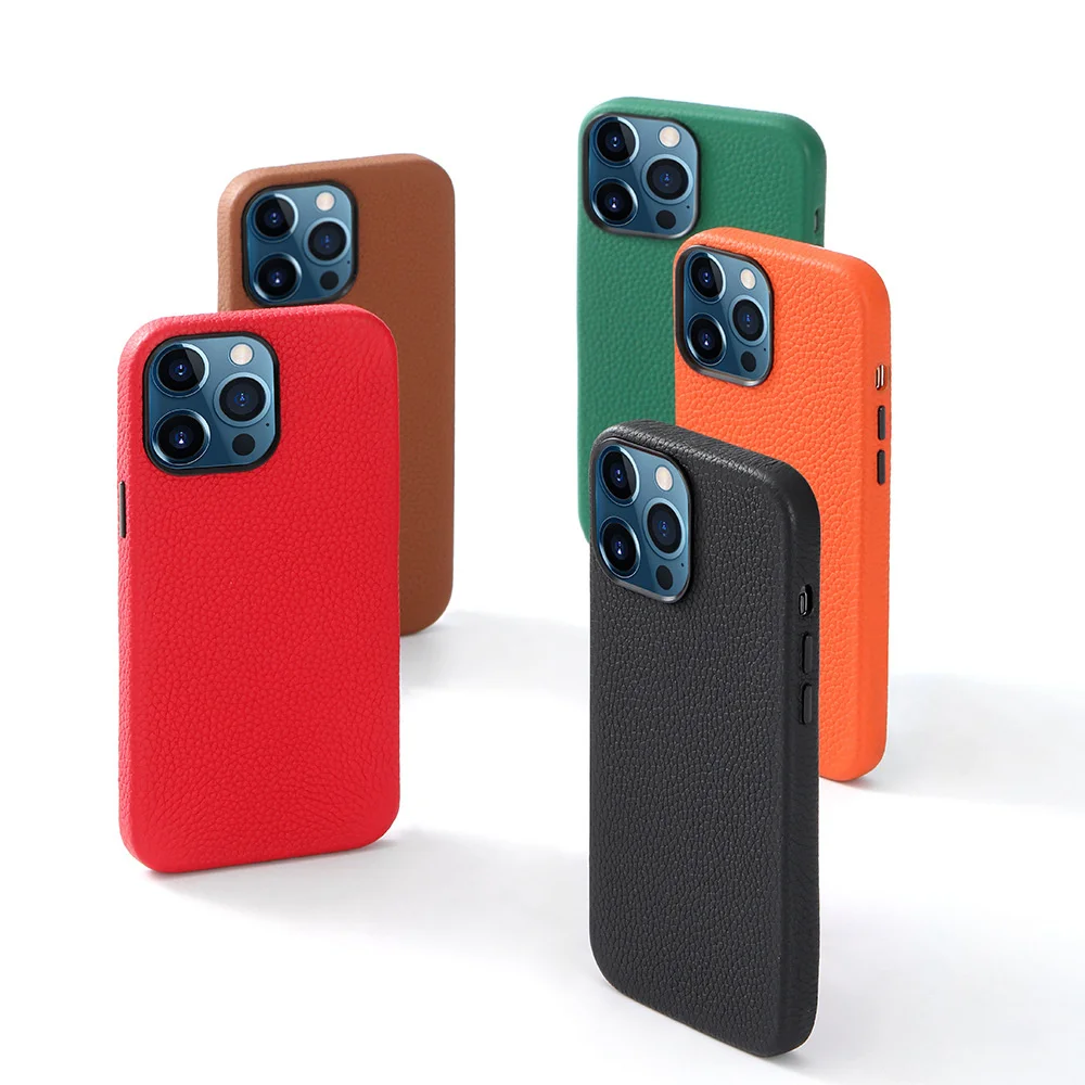 

Natural Leather Proctective Case for iPhone 14 Pro Max Plus 13 12 for MagSafe Strong Magnets, Top Grain Leather Case