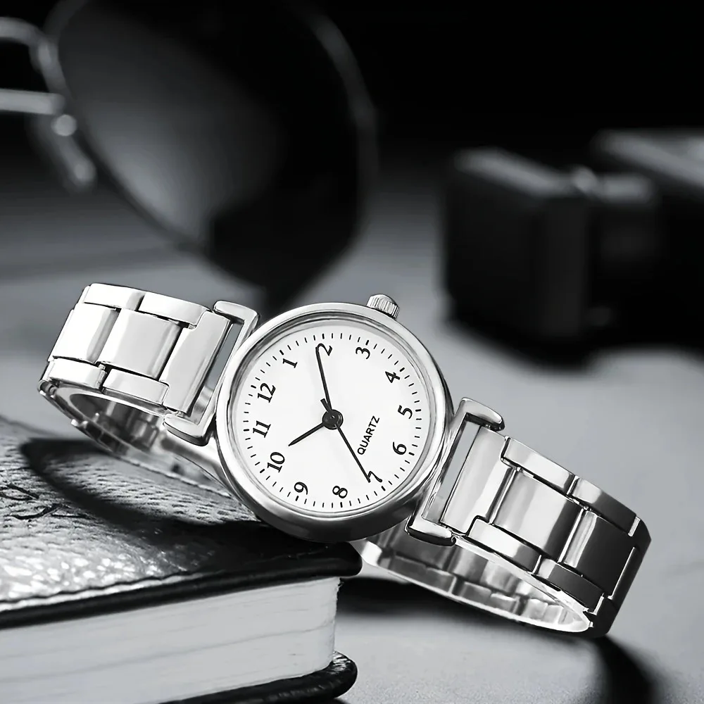 Reloj de pulsera de plata para mujer, esfera pequeña, reloj de pulsera de lujo para mujer, reloj de cuarzo elegante de acero para mujer, reloj de regalo a la moda para mujer
