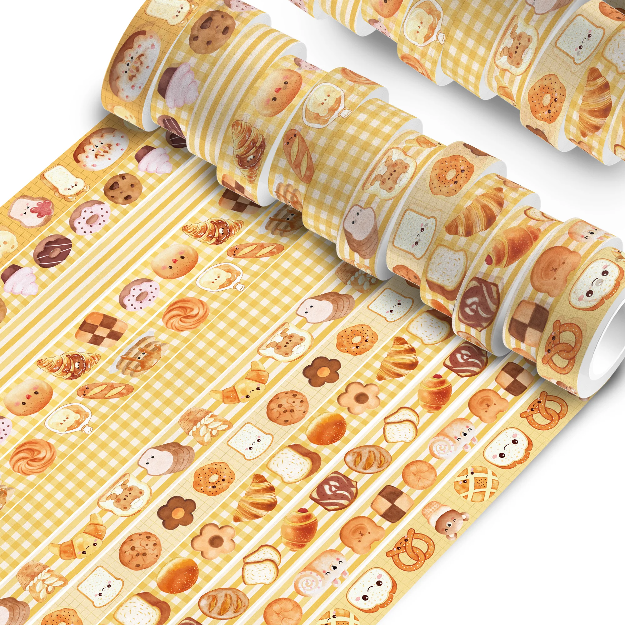 12 Rolls Bear Bread Pattern Washi Tape Set,Decorative Paper Stickers,Craft Tape for Scrapbooking Decoration Party Supplies - view 3