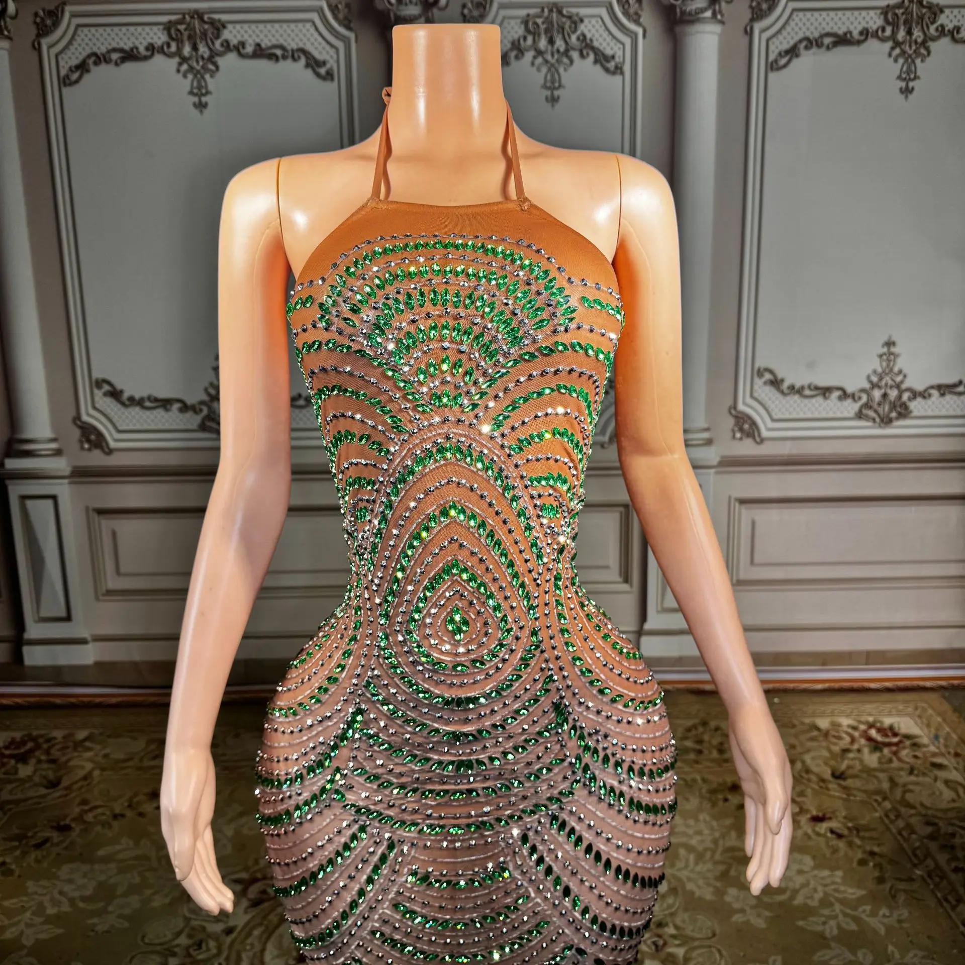 

Радужное облегающее платье-футляр с эффектом бриллиантов для выступлений в ночных клубах, вечернее платье для дня рождения или вечеринки