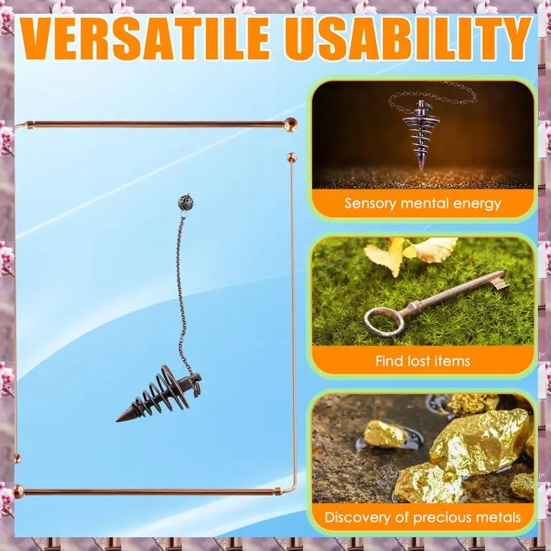 2025 Copper Dowsing Rods - 99.9% Pure Copper 2PCS Divining Rods Energy Water Witching Detector With Pendulum Pendant,Copper Dows