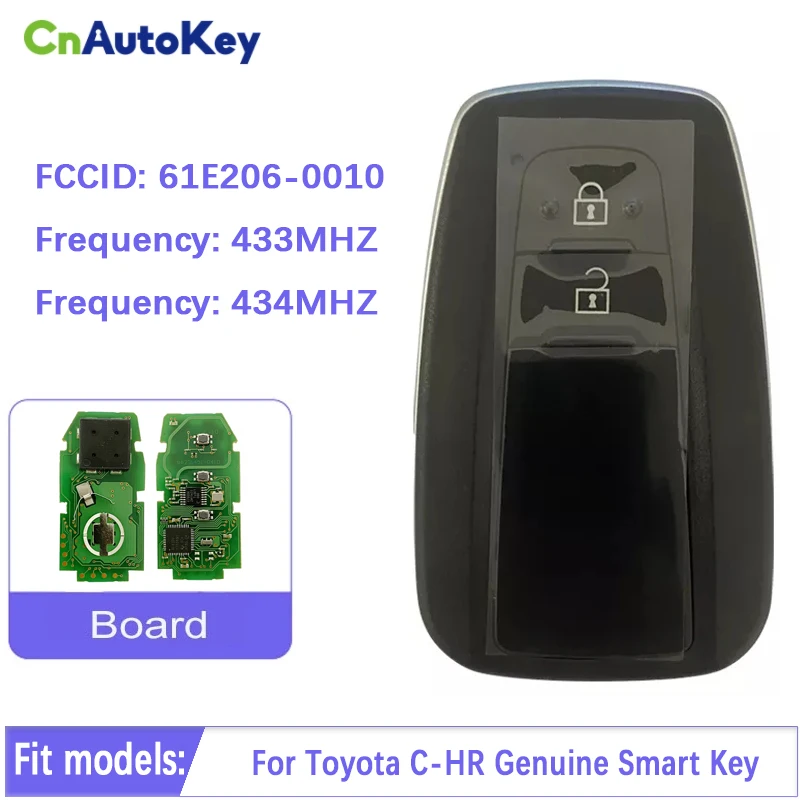 CN007124 Aftermarket Smart Auto Key Control For 2018 Toyota CHR Genuine Remote 2 Button With 433mhz 61E206-0010 Board MDL BR2EX