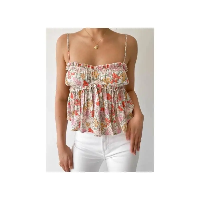 Sexy Short Suspender Cross Border New Design A-Line Narrow Shoulder Strap Vest Polyester Fiber Citywalk Neutral Summer Fashion
