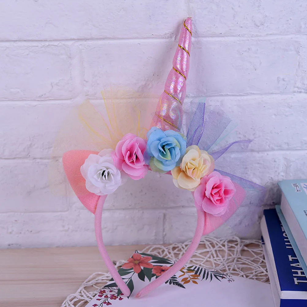 

1Pcs Unicorn Headband Mesh Flower Hairbands Kids Party Supplies Charming Hair Hoop Girls Unicorn Headband for Girls