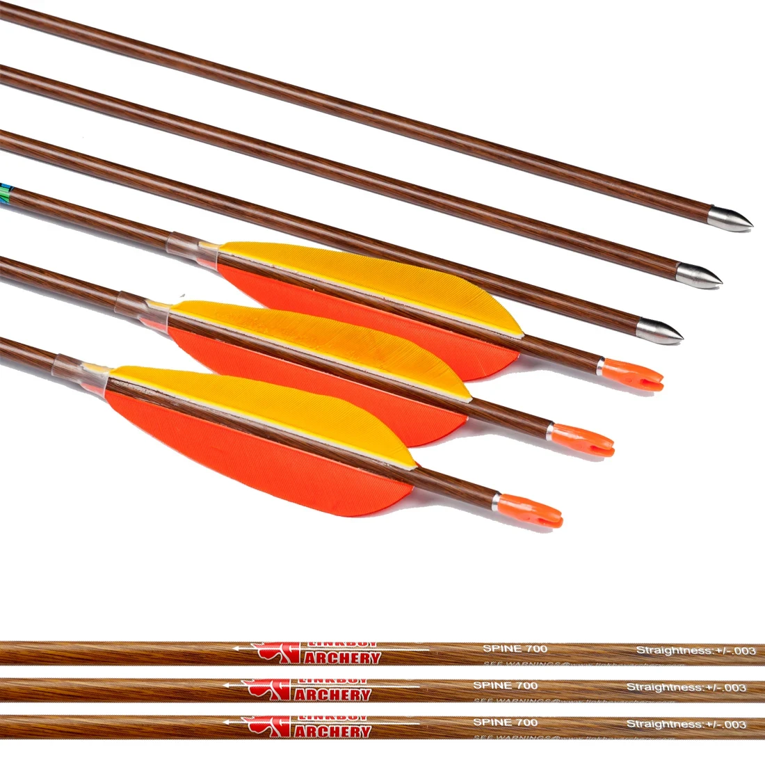 

12pcs Archery 100% Carbon Arrows ID4.2mm Wooded Skin sp500-1300 3inch Turkey Feather 80gr Tips Recurve Bow Shooting Hunting